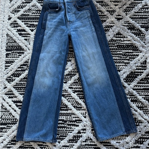 Veronica Beard Two-Tone Taylor Wide Leg Jeans - Picture 1 of 3